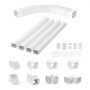 VEVOR Mini Split Line Set Cover 76.2 mm W 5350 mm L, decorative PVC pipe cover for air conditioning with 4 straight ducts and complete components, paintable for heat pumps, white