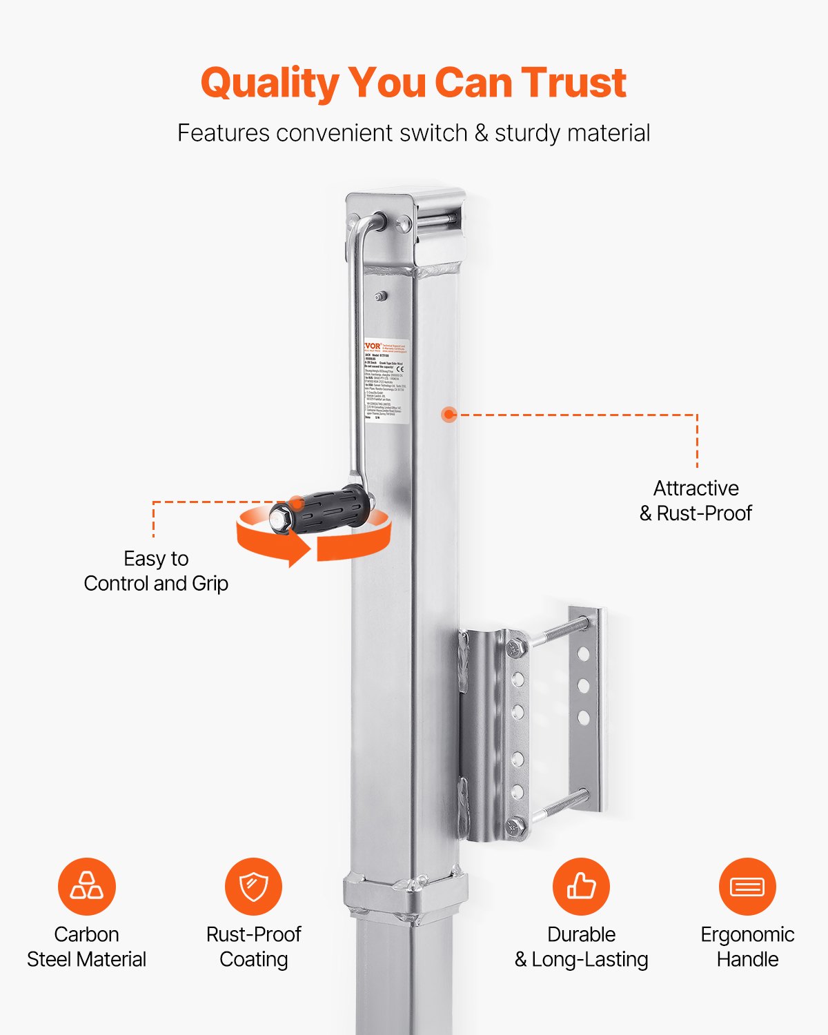 Podnośnik przyczepowy VEVOR, udźwig statyczny 3628 kg, wytrzymały, obrotowy podnośnik, 195-1005 mm, podnośnik postojowy z uchwytem do przyczep kempingowych, przyczep do przewozu koni, przyczep użytkowych i przyczep jachtowych