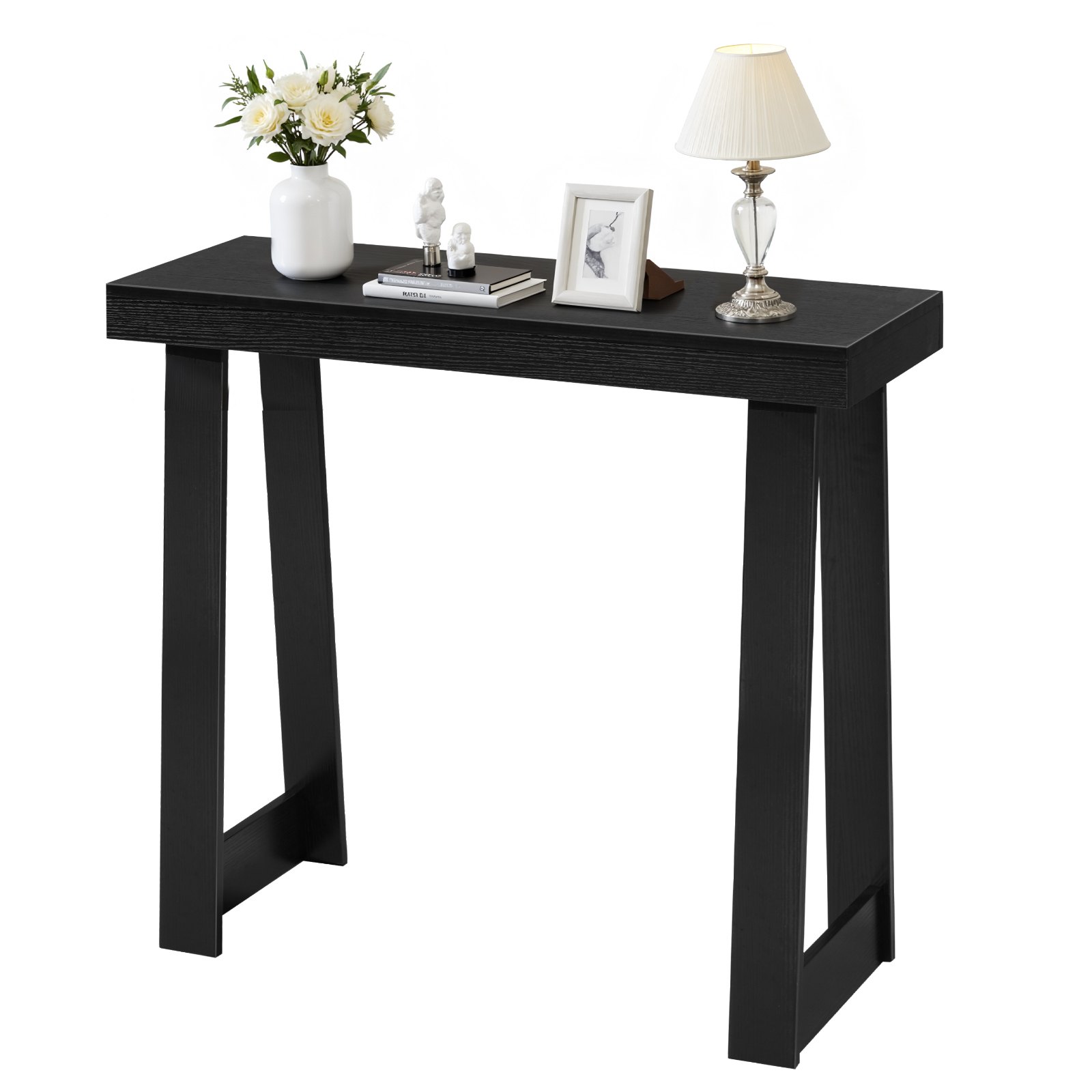 VEVOR Stolik konsolowy, stolik wejściowy za sofą (91,5 x 30,5 x 81 cm / dł. x szer. x wys.), prostokątny stolik boczny z płyty wielowarstwowej do przedpokoju, sypialni, salonu, holu, nowoczesny czarny stolik do przedpokoju