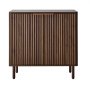 VEVOR Coffee Bar Cabinet, Mid Century Fluted Coffee Bar Table with 2-Tier Storage, Buffet Stand Cabinet with Barn Door, Sideboard Buffet Station for Living Room, Entryway, 80 x 37.5 x 80 cm Walnut