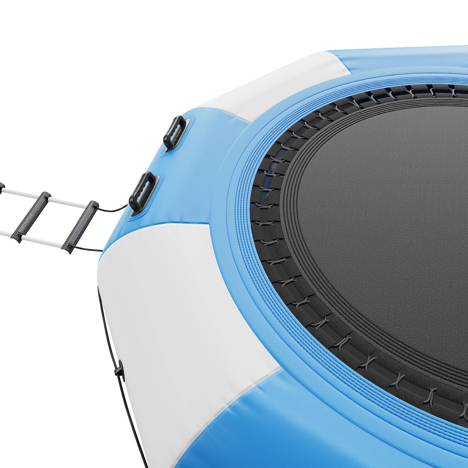 VEVOR Nadmuchiwana trampolina wodna z drabinką, wodoodporna, odporna na ścieranie, trampolina wodna 3,05 m, duża powierzchnia do skakania, trampolina do parku wodnego, niebiesko-biała, udźwig 185 kg