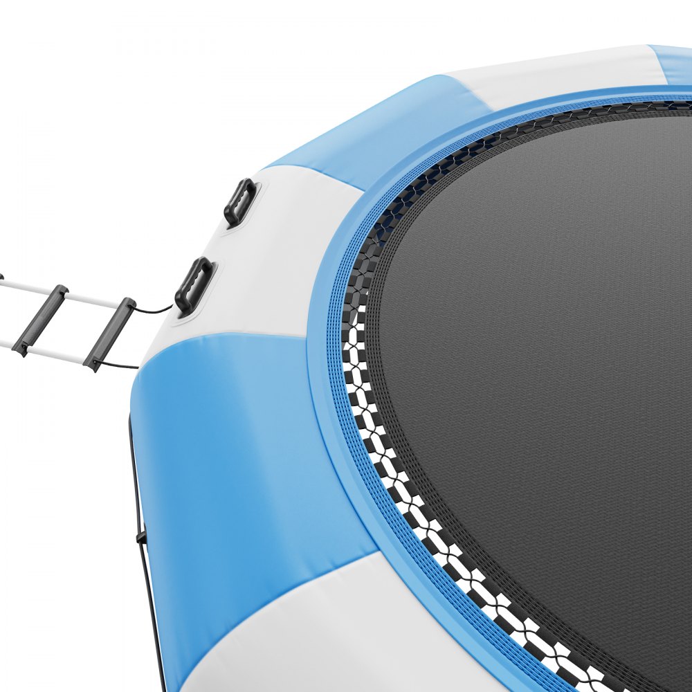VEVOR Inflatable Water Trampoline with Ladder, Waterproof, Abrasion-Resistant, 3.96 m Jumping Surface, Jumping Platform Water Park Pool Trampoline, Blue + White, 226 kg Weight Capacity