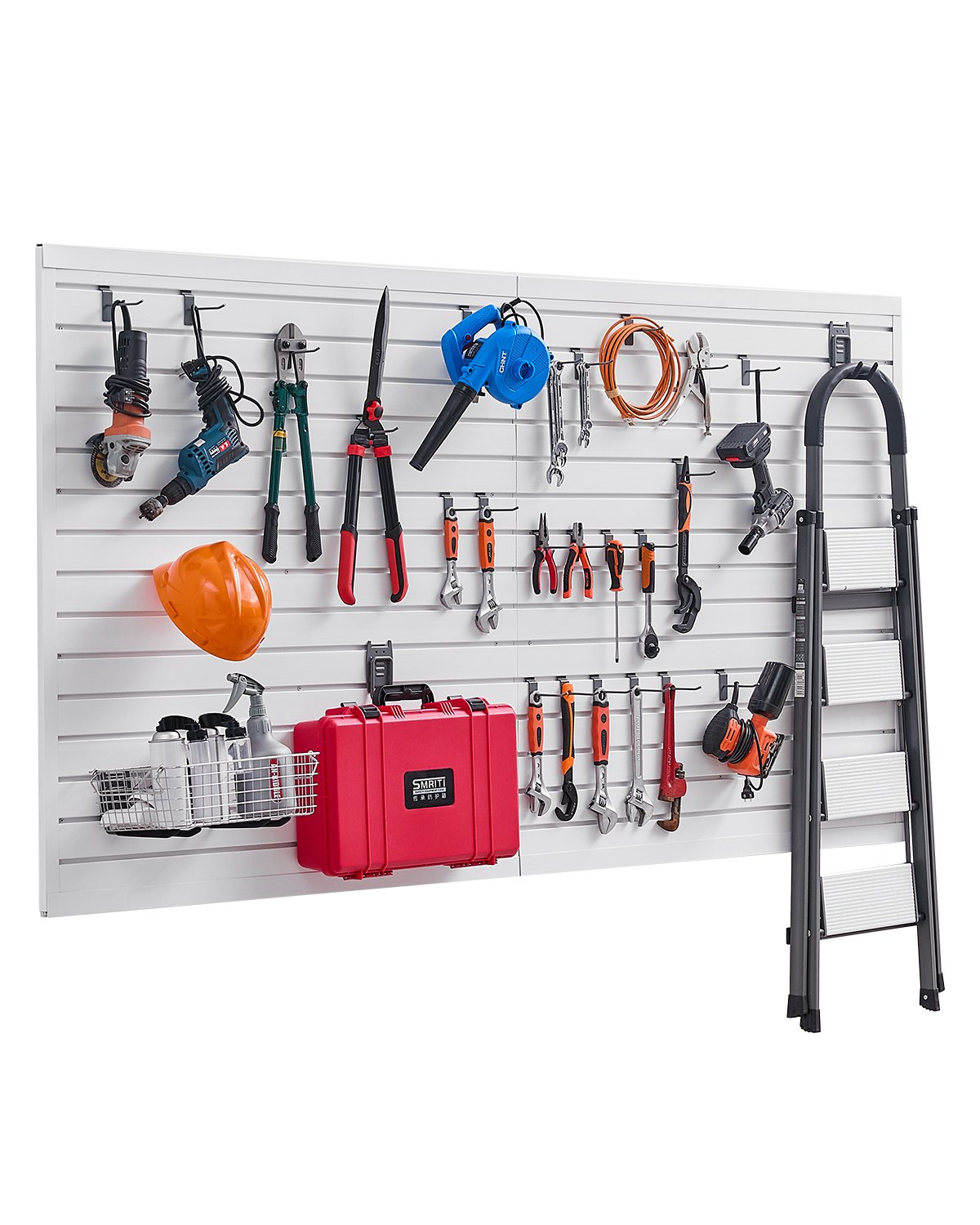VEVOR Tool Wall 1225x2450x20 mm, panel ścienny z PCV do garażu z akcesoriami, 136 kg, biały organizer ścienny, panel ścienny z konstrukcją łączącą i możliwością samodzielnego przycięcia, nadaje się do przechowywania i prezentacji
