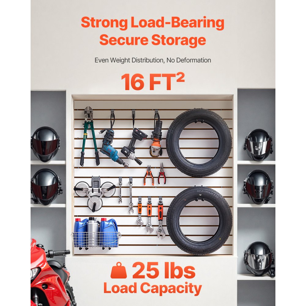 VEVOR Tool Wall 1220x1220x18 mm, panel ścienny MDF do garażu, biały organizer ścienny, nośność 11,3 kg, panel ścienny z konstrukcją łączącą i możliwością samodzielnego przycięcia, nadaje się do przechowywania i prezentacji