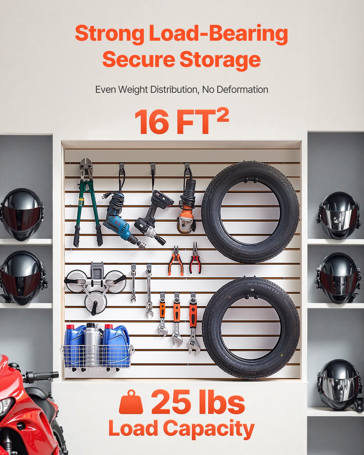 VEVOR Tool Wall 1220x1220x18 mm, panel ścienny MDF do garażu, biały organizer ścienny, nośność 11,3 kg, panel ścienny z konstrukcją łączącą i możliwością samodzielnego przycięcia, nadaje się do przechowywania i prezentacji