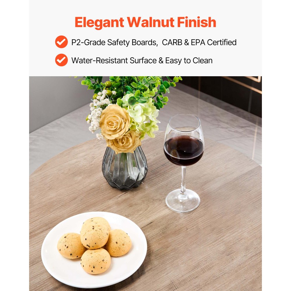 VEVOR Bar Table, 3PCS 596.9mm Bars Tables Set, Bar Tables and Chair Set with Rounded Corner Design, Round Pub Table with Two Stools for Office Desk, Breakfast Corner, Mini Bars, Light Gray, Black