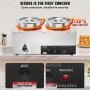 VEVOR Podgrzewacz do żywności ze stali nierdzewnej, 1200 W, 2 pojemniki bufetowe o pojemności 8,1 l, φ180 x φ240 x 220 mm każdy, w zestawie pokrywka, kran spustowy i wskaźnik przypalenia, do stołówek, kawiarni, restauracji itp.
