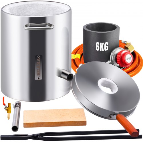 VEVOR 6kg Zestaw pieca do topienia propanu Piec do topienia ze stali nierdzewnej 1482 ℃ Metalowy piec gazowy
