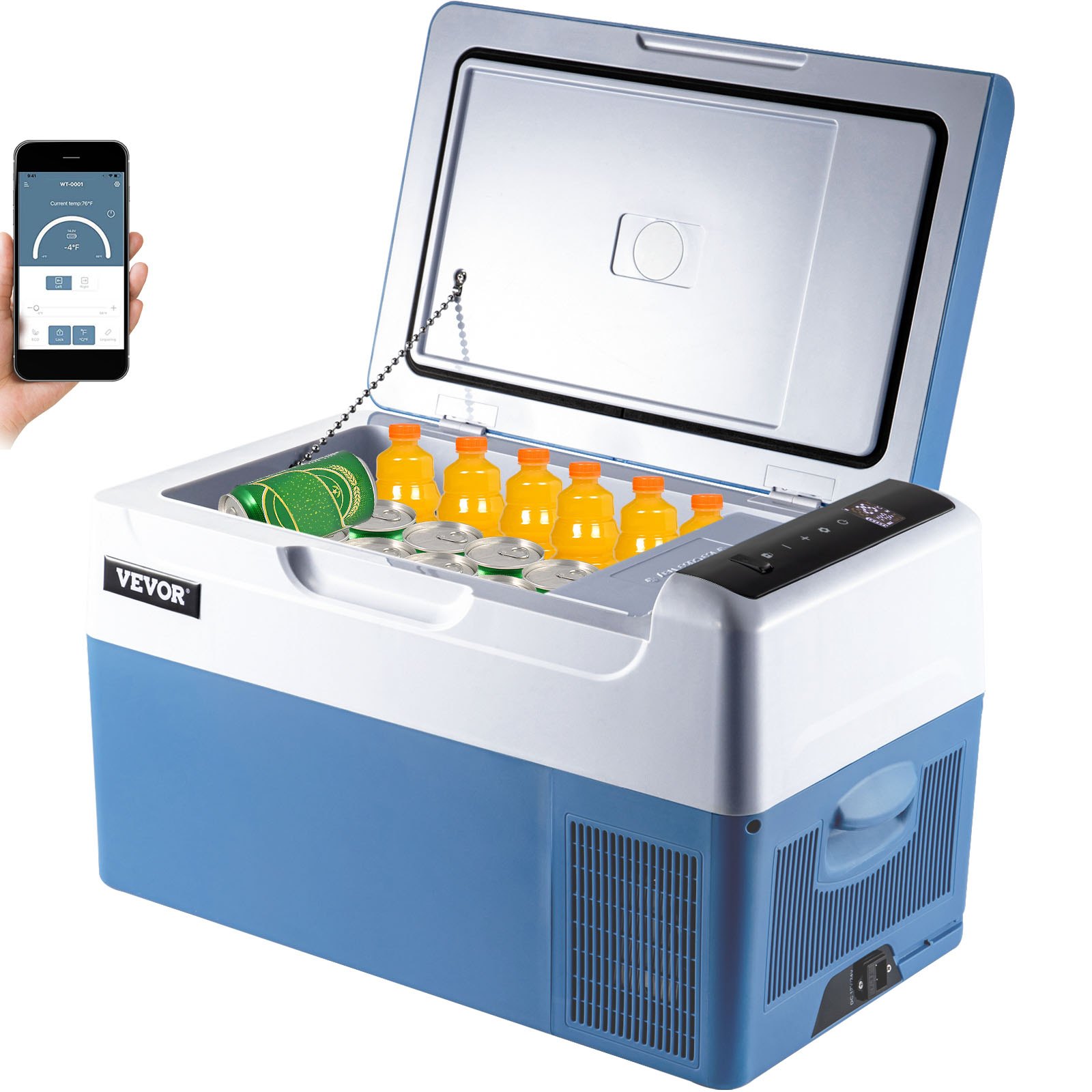 BuoQua 22L Car Refrigerator Compressor Cooler Stainless Steel Holiday Insulated Box Mini Fridge Cooler Car and Power Outlet