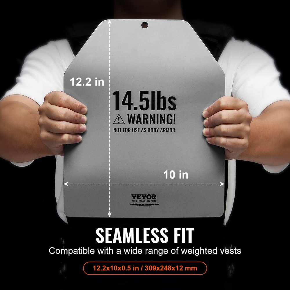 Kamizelki obciążeniowe VEVOR Curved, 6,58 kg, pary, wysokiej jakości stalowe talerze obciążeniowe, ergonomiczne dopasowanie – WOD-y, dodatkowe obciążenie do kamizelek obciążeniowych, trening siłowy, bieganie, intensywne treningi, kolor szary