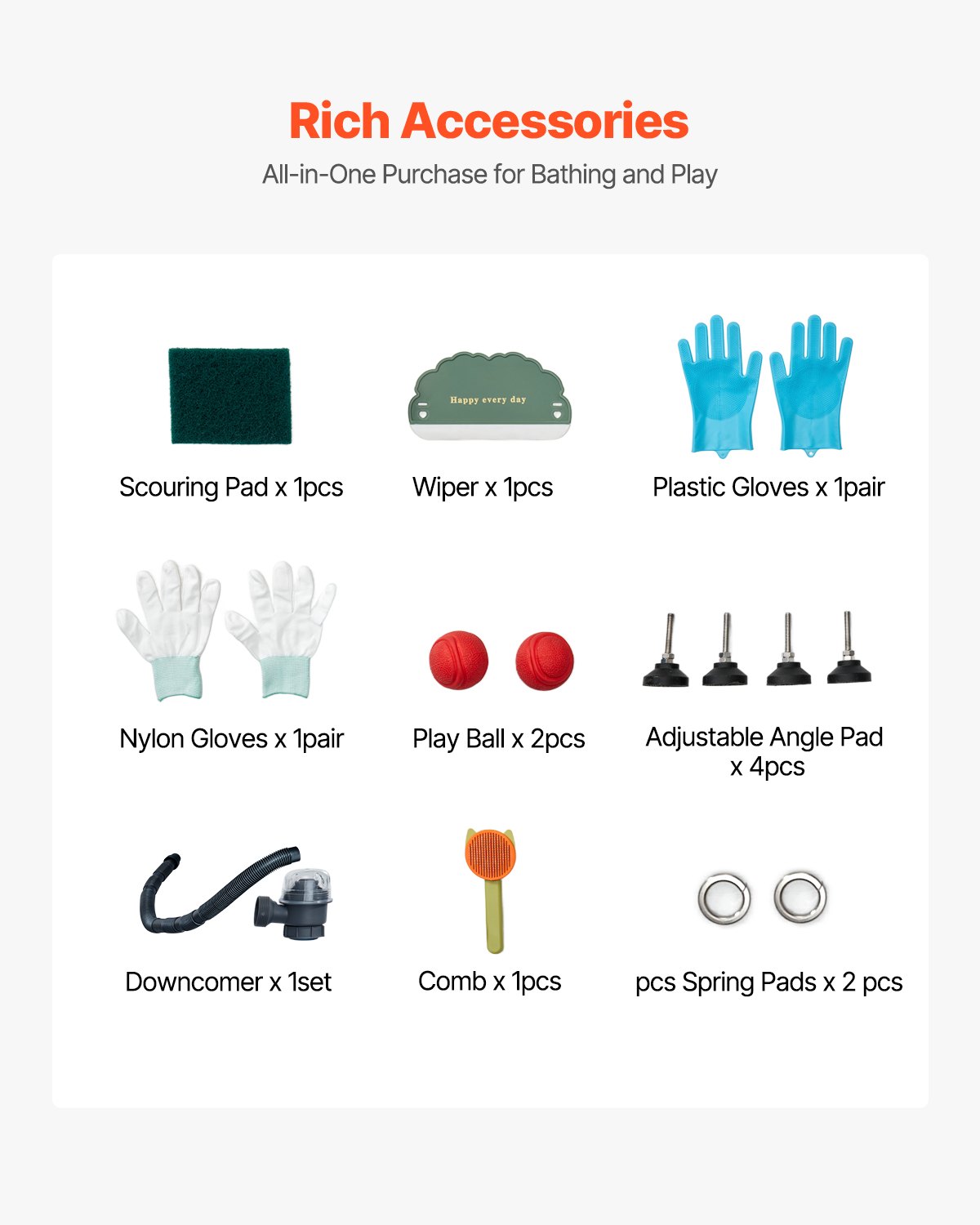 VEVOR Stacja do mycia psów ze stali nierdzewnej, wanna do pielęgnacji zwierząt 870x490x1225 mm z kranem, głowicą prysznicową, mydelniczką i piłkami do zabawy, wanna dla wielu psów, umywalka do użytku domowego