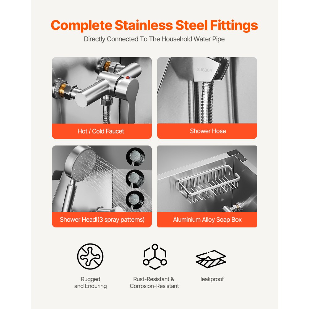 VEVOR Stacja do mycia psów ze stali nierdzewnej, 961 x 620 x 1220 mm, wanna do pielęgnacji zwierząt ze schodkami do przechowywania, kranem, słuchawką prysznicową i uchwytem na mydło, wanna dla dużych, średnich i małych psów (drzwi lewe)