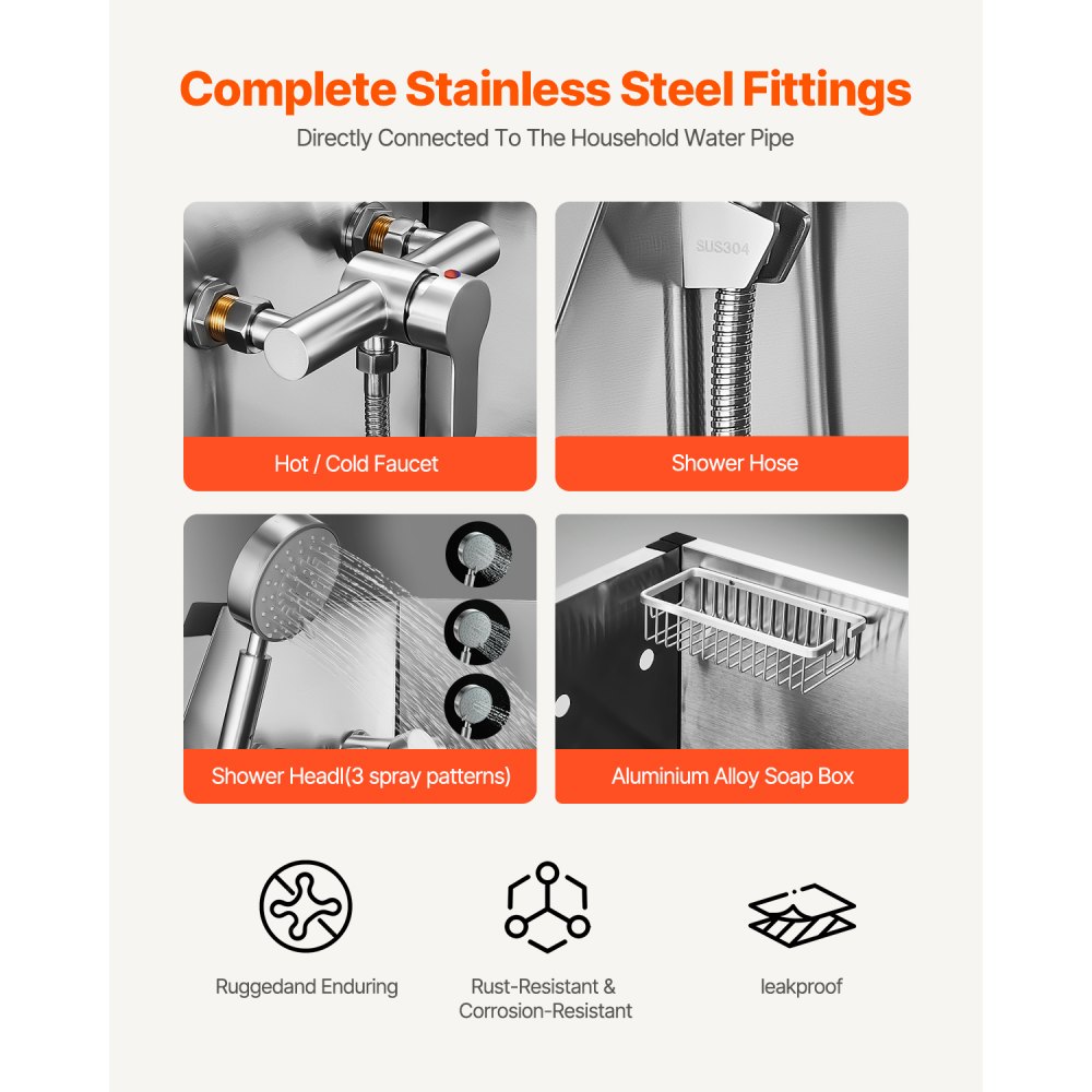 VEVOR Stacja do mycia psów ze stali nierdzewnej, 1270x700x1545 mm, wanna do pielęgnacji zwierząt ze schodami, płyta filtrująca wodę z PE, kran, głowica prysznicowa i uchwyt na mydło, dla dużych, średnich i małych zwierząt (drzwi prawe)