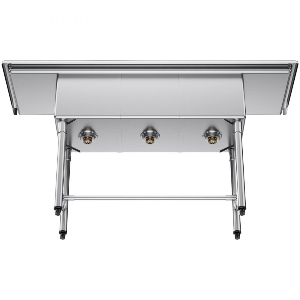 Zlew kuchenny VEVOR 3-komorowy z 2 ociekaczami i osłoną przeciwbryzgową (1678 x 558 x 1097 mm), zlew kuchenny do restauracji, food trucków i użytku prywatnego, ze stali nierdzewnej