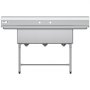 VEVOR 3 Compartment Sink, 18-Gauge 304 Stainless Steel, 356x400x279 mm Bowl Size, 3 Bay Commercial Kitchen Prep & Utility Sink with 2 Drainboards and Backsplash for Restaurant, Food Truck & Home Use