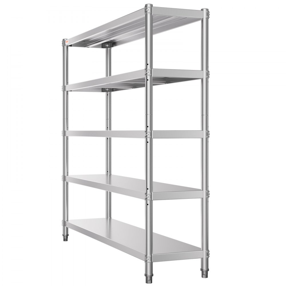 VEVOR Storage Rack, 5-Tier Storage Rack, Stainless Steel Garage Rack, 180 x 45 x 180 cm, Robust Storage Rack, 748 kg Total Capacity with Adjustable Height, Storage Racks, Kitchen Racks, Cargo Shelves