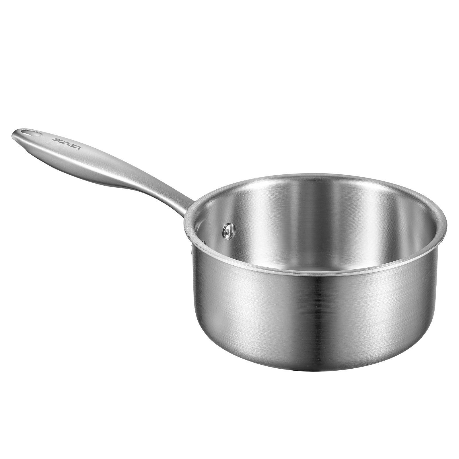 VEVOR Garnek do gotowania, rondel 1,42 l ze szklaną pokrywką, garnek do zupy, garnek do warzyw z ergonomicznym uchwytem, ​​garnek na mleko ze stali nierdzewnej, garnek do warzyw, srebrny, nadający się do mycia w zmywarce garnek do sosu