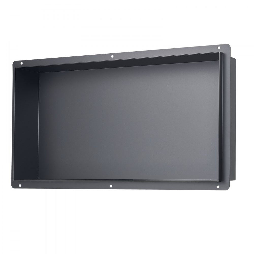 VEVOR Wnęka prysznicowa, 10,16 x 33,02 x 63,5 cm, bezramowa wnęka ścienna, organizer do przechowywania szamponu ze stali nierdzewnej, trwała i łatwa w montażu, czarna do łazienki