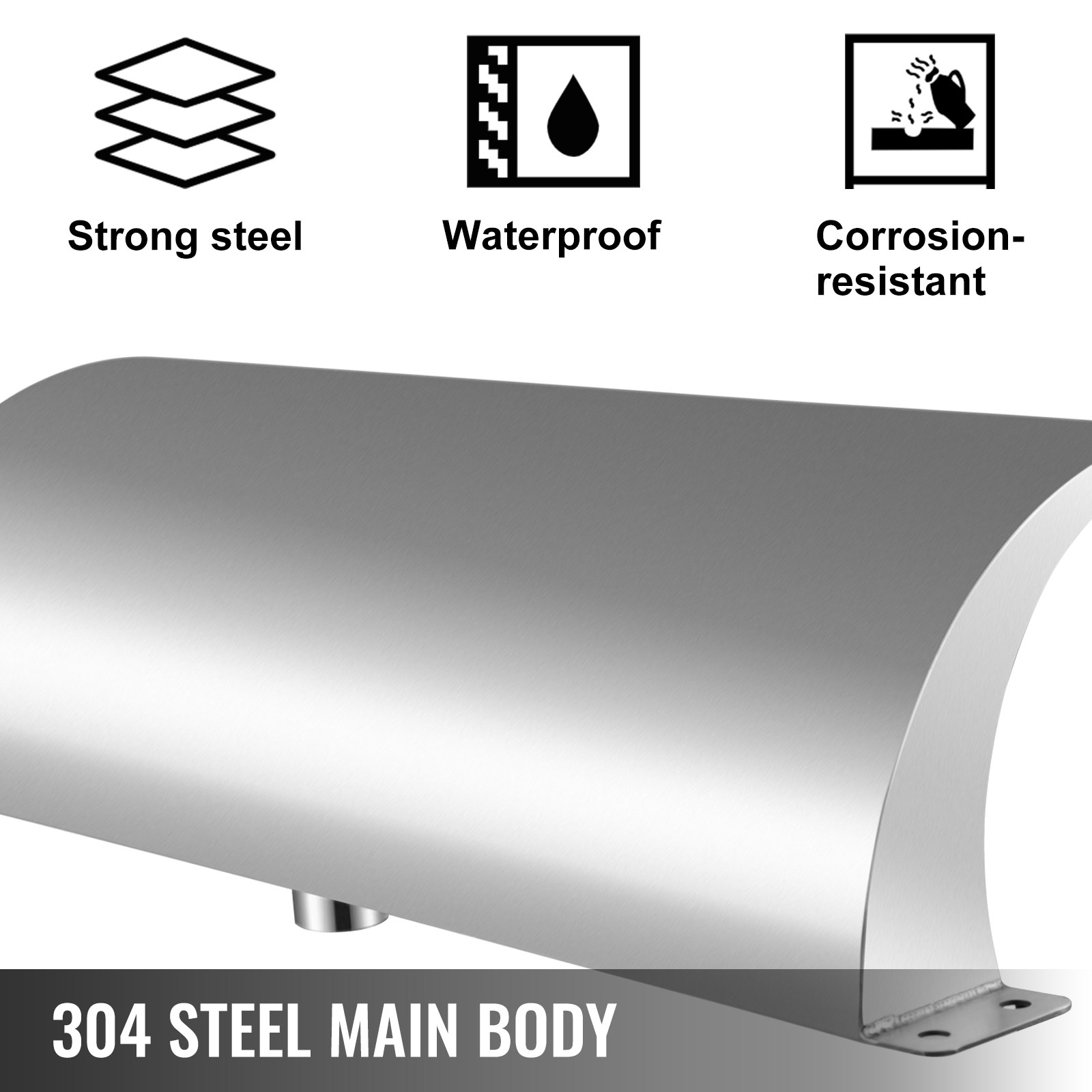 VEVOR wodospad prysznic strumień wody fontanna basenowa ze stali nierdzewnej dolny wlot wody