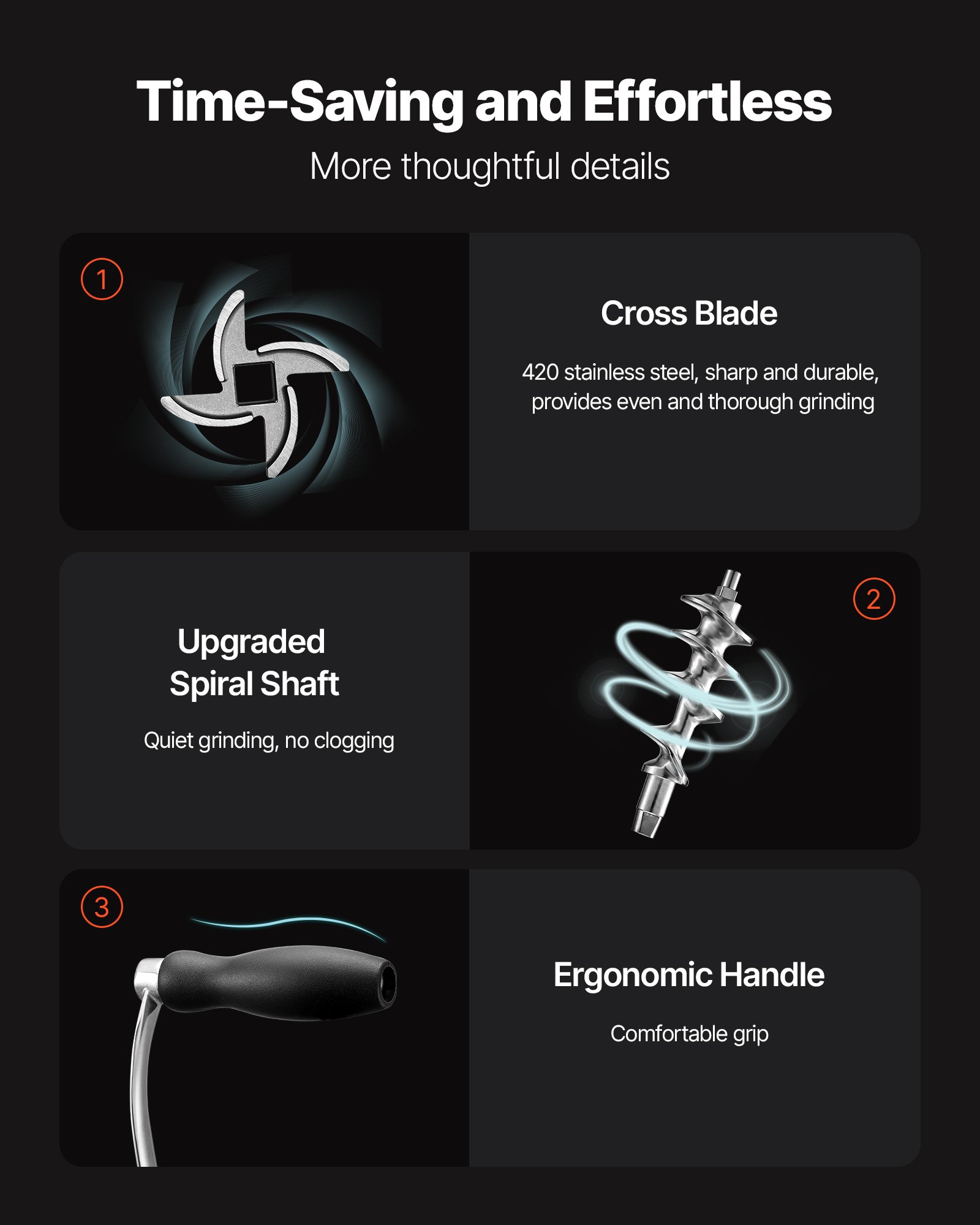 Ręczna maszynka do mielenia mięsa VEVOR, ręczna nadziewarka do kiełbas, stal nierdzewna 304, płytki tnące 4,5 i 8 mm, ręczna maszynka do mielenia mięsa z rurką do mielenia mięsa, odpowiednia do mielenia mięsa, nadziewarka do kiełbas, srebrna