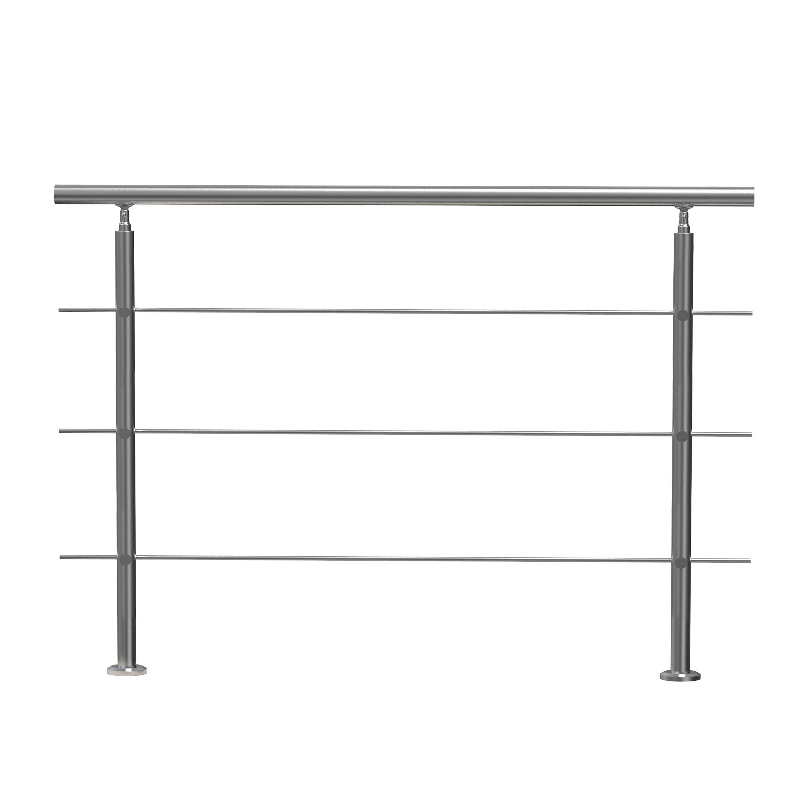 Poręcze schodowe zewnętrzne VEVOR, długość 150 cm, 3 poprzeczki, zestaw poręczy schodowych, poręcz przejściowa ze stali nierdzewnej z zestawem montażowym, poręcze schodowe dwukolumnowe dla seniorów, na werandę i patio