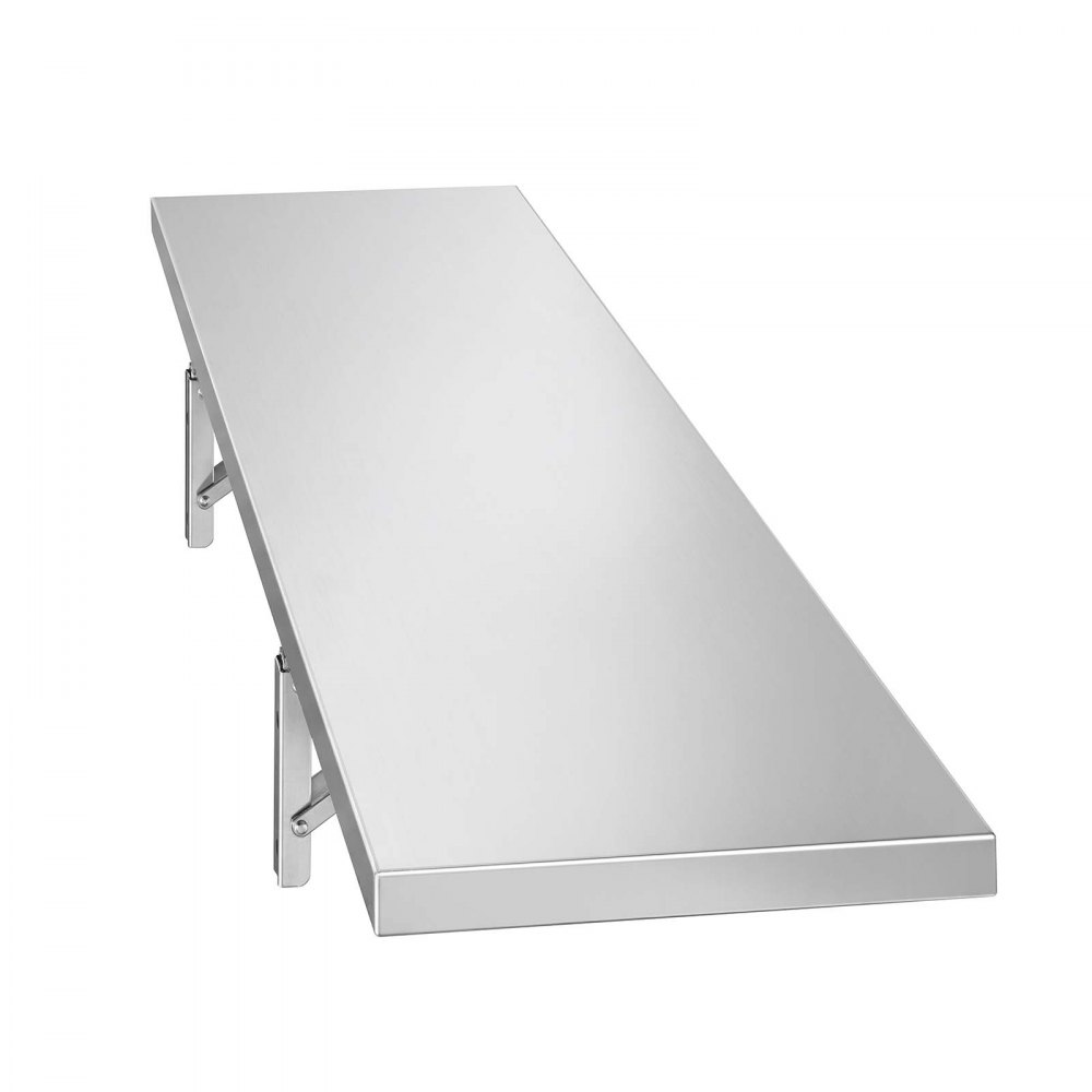 Półka ścienna VEVOR 136 kg 305 x 1219 mm składana ze stali nierdzewnej do kuchni komercyjnych, prywatnych, wózków serwujących i garaży, półka ścienna ze wzmocnionymi wspornikami i gładką powierzchnią