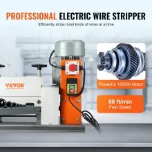 Maszyna do ściągania izolacji VEVOR Elektryczna maszyna do ściągania izolacji z kabli 1.5-40mm Maszyna do ściągania izolacji 1500W Prędkość 27m na minutę Stripper do drutu 65Mn Ostrze ze stali sprężynowej Idealny do zdejmowania izolacji z drutu miedzianego