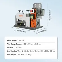 Maszyna do ściągania izolacji VEVOR Elektryczna maszyna do ściągania izolacji z kabli 1.5-40mm Maszyna do ściągania izolacji 1500W Prędkość 27m na minutę Stripper do drutu 65Mn Ostrze ze stali sprężynowej Idealny do zdejmowania izolacji z drutu miedzianego