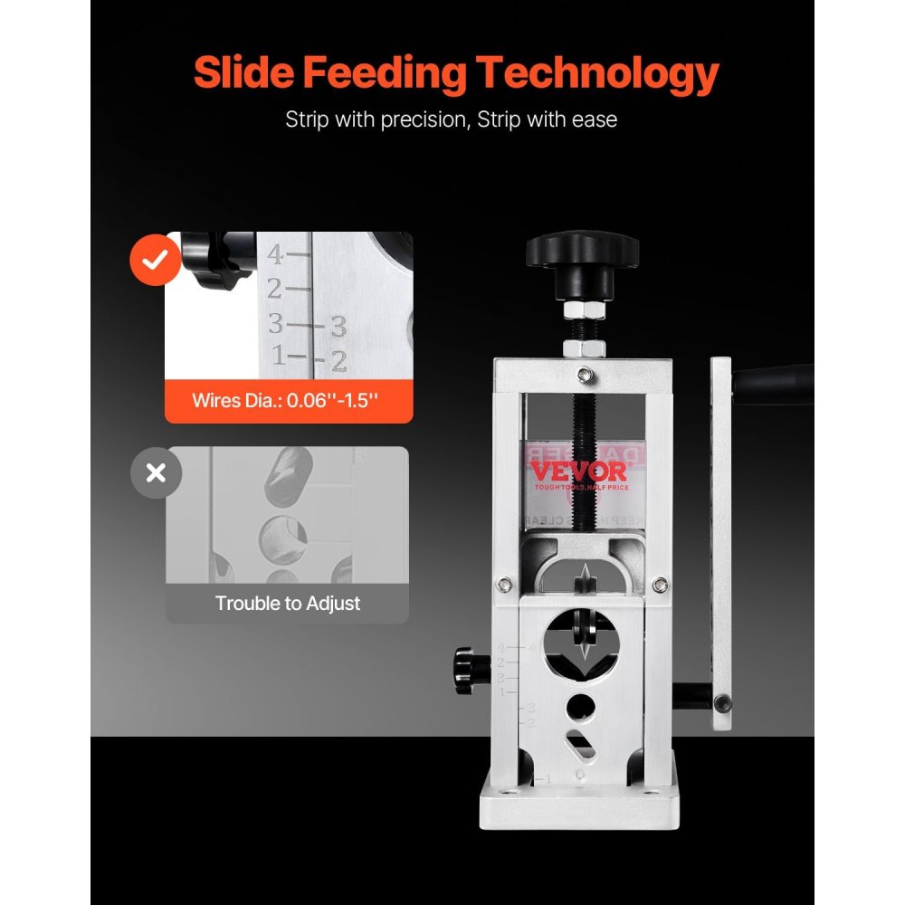VEVOR Cable Stripping Machine 1.5-38mm Cable Stripping Machine Manually or Drill Driven Cable Stripping Machine 130x130x300mm Ideal for stripping sheathed monofilament multi-core cables