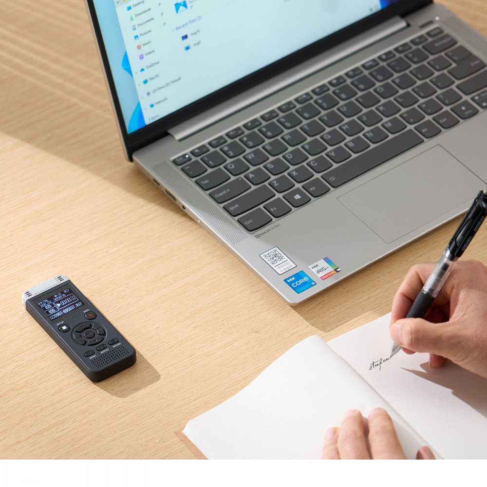 VEVOR Cyfrowy dyktafon, 128 GB, dyktafon z odtwarzaniem, rejestrator audio z hasłem USB, 8730 godzin pamięci, 40 godzin ciągłego nagrywania, do wykładów, spotkań