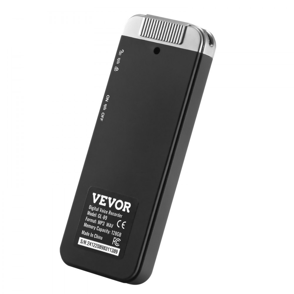 VEVOR Cyfrowy dyktafon, 128 GB, dyktafon z odtwarzaniem, rejestrator audio z hasłem USB, 8730 godzin pamięci, 40 godzin ciągłego nagrywania, do wykładów, spotkań
