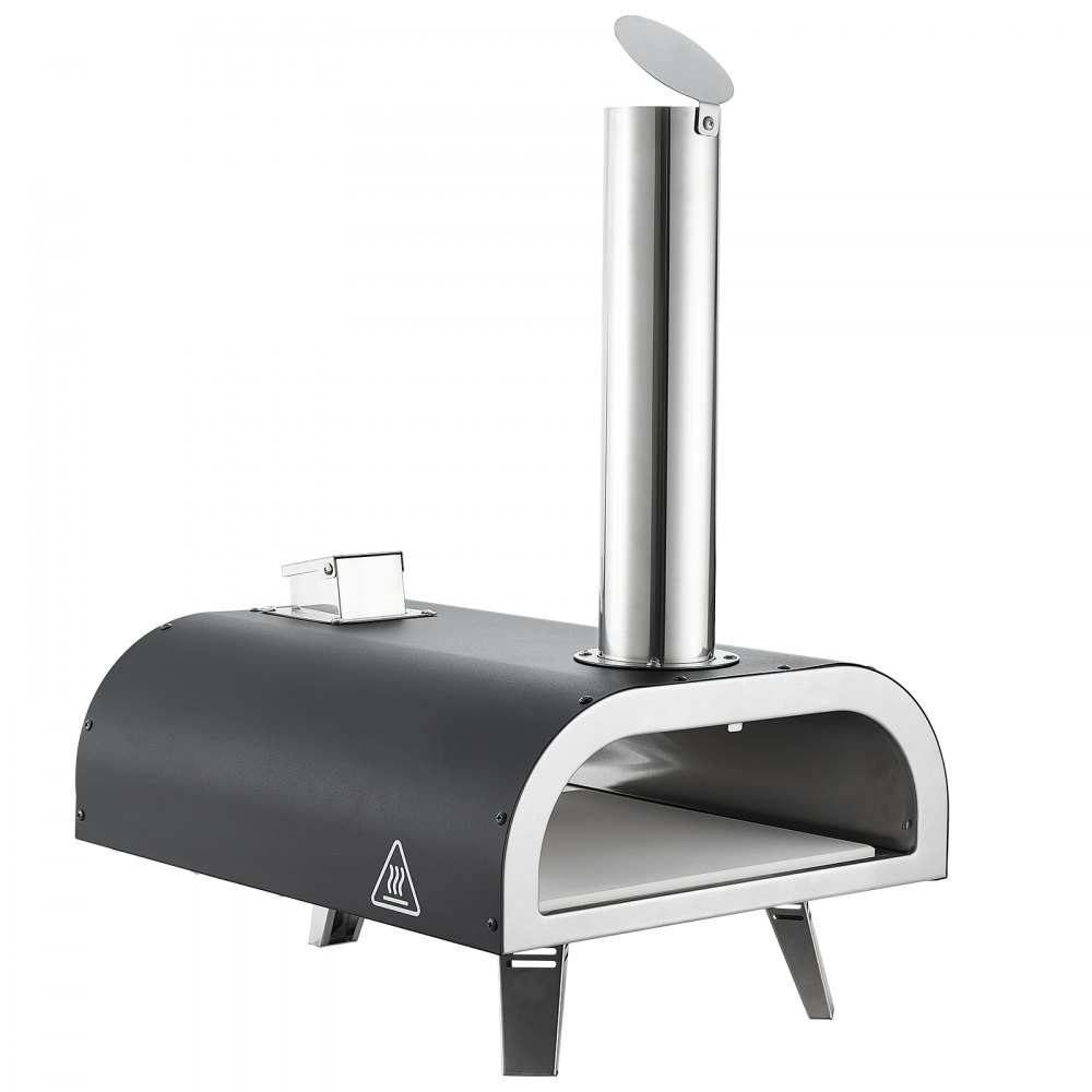 Piec do pizzy VEVOR Outdoor Pizza Oven, 12-calowy, pelletowy piec do pizzy z wbudowanym termometrem (maks. 540°C), łopatką i torbą transportową, przenośny piec do pizzy do ogrodu i na kemping, srebrny