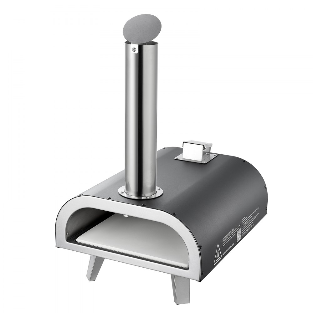 Piec do pizzy VEVOR Outdoor Pizza Oven, 12-calowy, pelletowy piec do pizzy z wbudowanym termometrem (maks. 540°C), łopatką i torbą transportową, przenośny piec do pizzy do ogrodu i na kemping, srebrny