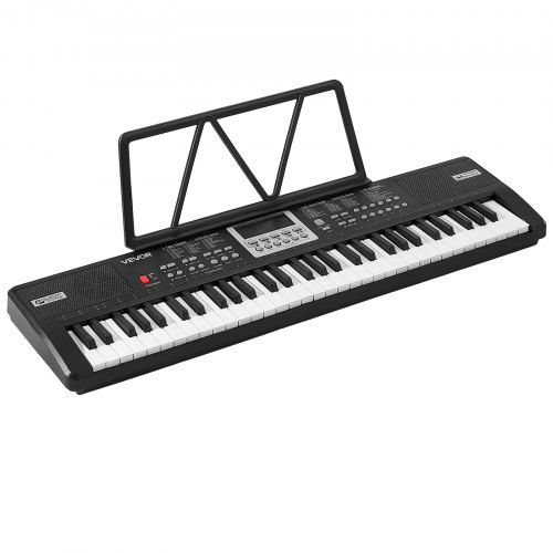 VEVOR Pianino cyfrowe 61 klawiszy, półważone pianino elektryczne, klawiatura elektroniczna dla początkujących i miłośników muzyki, 100 brzmień i rytmów, z głośnikami stereo HiFi, pulpitem na nuty, złączem USB/MIDI