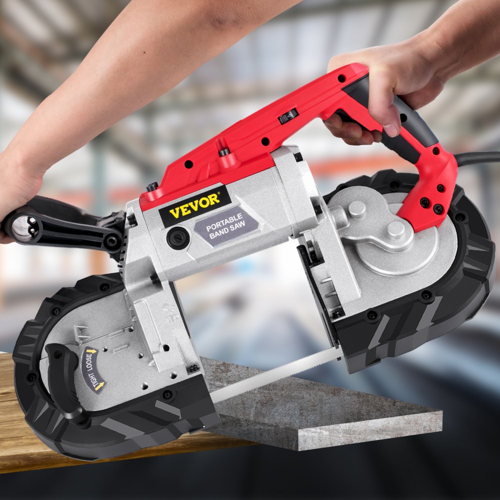 Piła taśmowa VEVOR 12,7 cm, szerokość cięcia 1100 W, brzeszczot stalowy 2,9 A, piła żelazna 200 cm, 6-stopniowa prędkość, piła taśmowa do metalu, piła taśmowa dla wymagających użytkowników, piła żelazna 55 × 17 × 29 cm