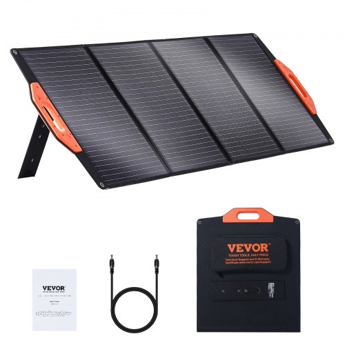 Panel słoneczny VEVOR 120 W, składany monokrystaliczny moduł słoneczny 12 V, współczynnik konwersji układu słonecznego 6,66 A na poziomie 23%, w tym 2 porty szybkiego ładowania USB (QC3.0), port typu C, wyjście 18 V DC