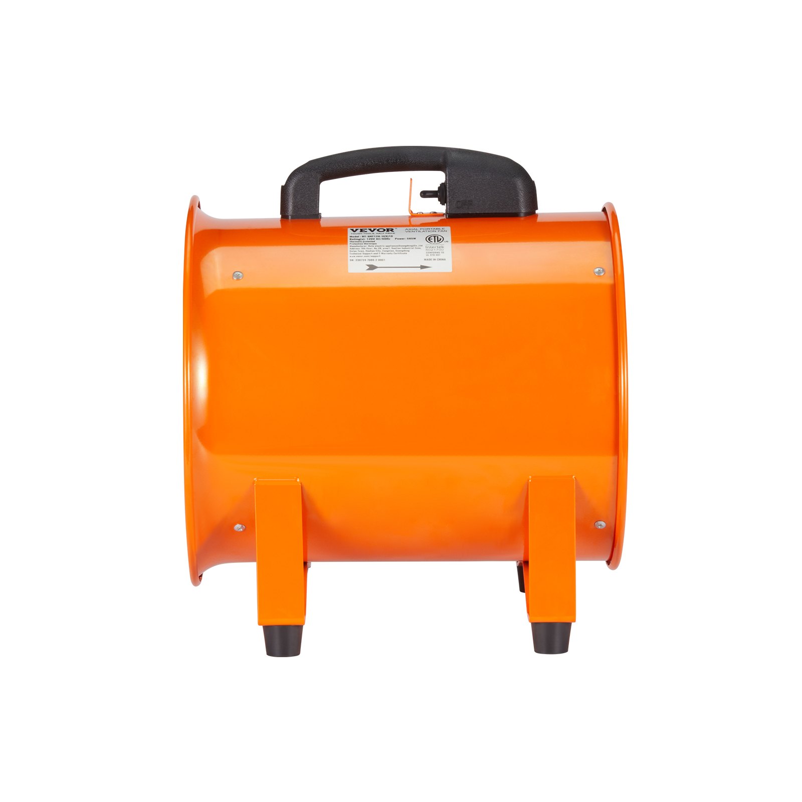 Wentylator budowlany VEVOR Silnik prądu przemiennego 145 W Dmuchawa budowlana 2900 obr./min Dmuchawa budowlana 504 l/s (1070 CFM) Wentylator osiowy z wężem 5 m Dmuchawa osiowa Poziom hałasu 79 dB Wentylator przemysłowy