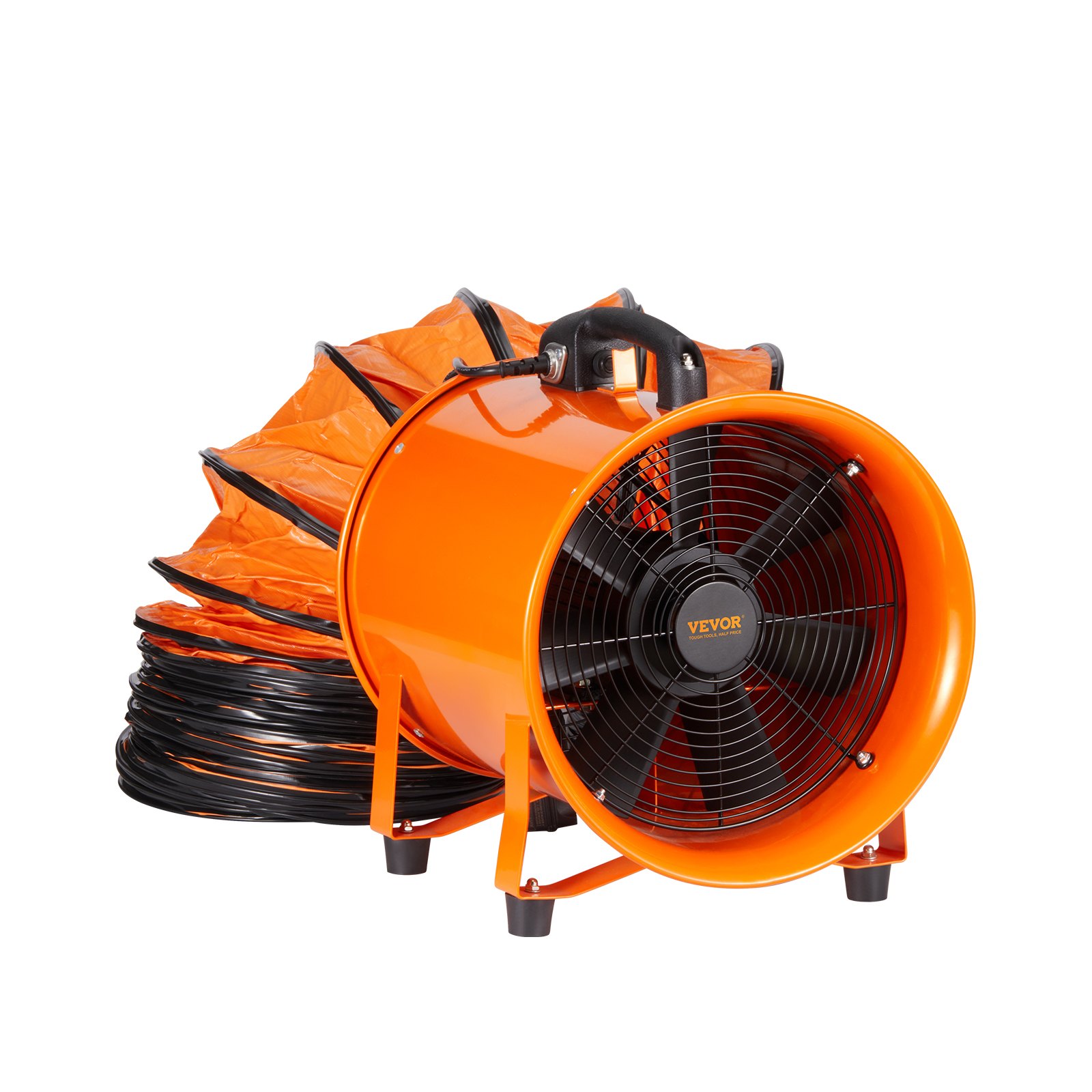 Wentylator budowlany VEVOR Silnik prądu przemiennego 145 W Dmuchawa budowlana 2900 obr./min Dmuchawa budowlana 504 l/s (1070 CFM) Wentylator osiowy z wężem 5 m Dmuchawa osiowa Poziom hałasu 79 dB Wentylator przemysłowy