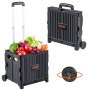 VEVOR Folding Shopping Trolley 24.9kg (Dynamic)/36.2kg (Static) Trolley made of PP basket and robust rubber wheels Shopping basket Shopping cart Folding box with wheels masters all types of terrain