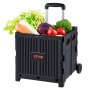 VEVOR Folding Shopping Trolley 24.9kg (Dynamic)/36.2kg (Static) Trolley made of PP basket and robust rubber wheels Shopping basket Shopping cart Folding box with wheels masters all types of terrain