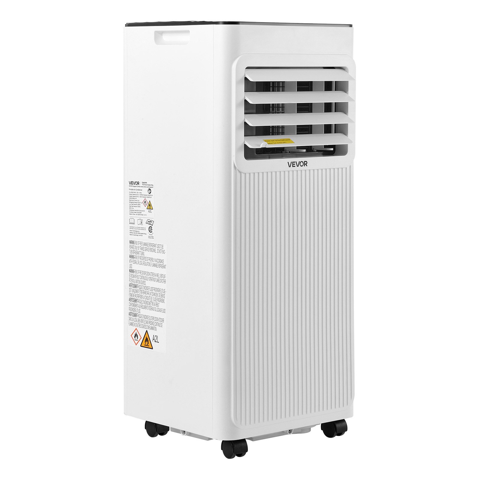 Klimatyzator przenośny VEVOR 7000 BTU 2,05 kW z przewodem wydechowym, 3 w 1 z chłodzeniem, wentylacją i osuszaniem, wyświetlaczem LED, pilotem zdalnego sterowania i 24-godzinnym timerem do użytku wewnątrz pomieszczeń