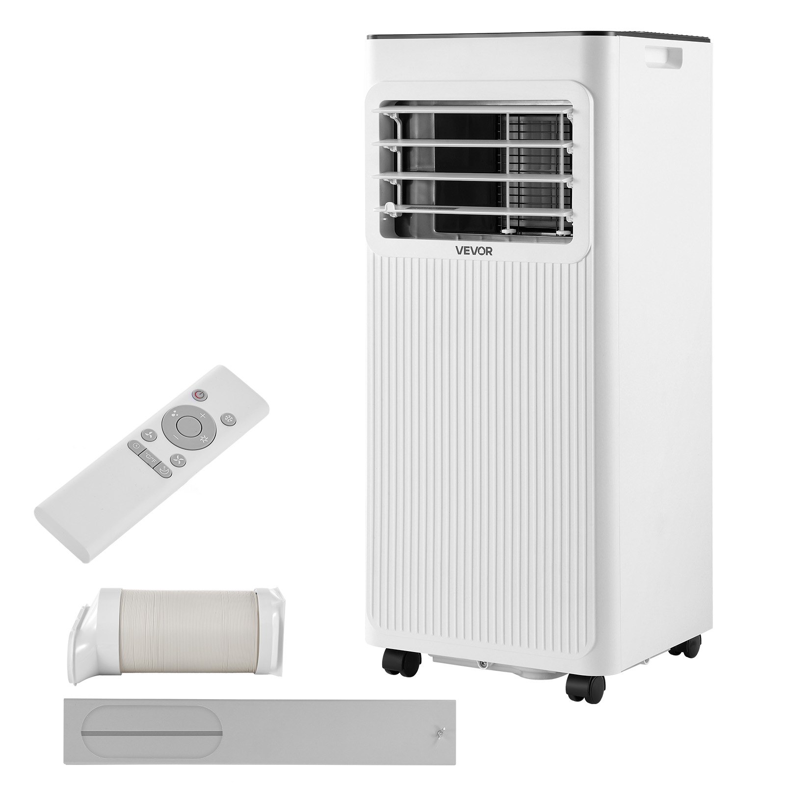 Klimatyzator przenośny VEVOR 9000 BTU 2,6 kW z przewodem wydechowym, 3 w 1 z chłodzeniem, wentylacją i osuszaniem, wyświetlaczem LED, pilotem zdalnego sterowania i 24-godzinnym timerem do użytku wewnątrz pomieszczeń