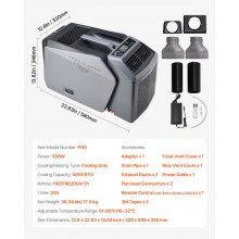 VEVOR Przenośna Klimatyzator 5000BTU AC/DC Chłodziarka Kempingowa 320x580x346mm