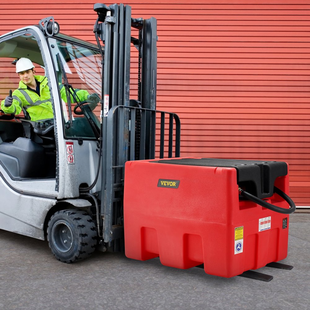 VEVOR Portable Diesel and Gasoline Tank, 48 Gallons, 10.6 GPM Flow Rate, Diesel Fuel Tank with 12V Electric Transfer Pump, 13.1 Foot Hose, Automatic Tank Nozzle, Transfer Tank for Easy Fuel Transport, Red