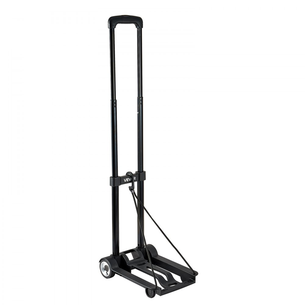 Wózek transportowy VEVOR składany, udźwig 50 kg, wózek transportowy z 2 kołami i 1 elastyczną liną, uniwersalny wózek z platformą, na lotnisko, do mebli podróżnych, bagażu, przeprowadzek biurowych, czarny, 320 x 235 x 965 mm
