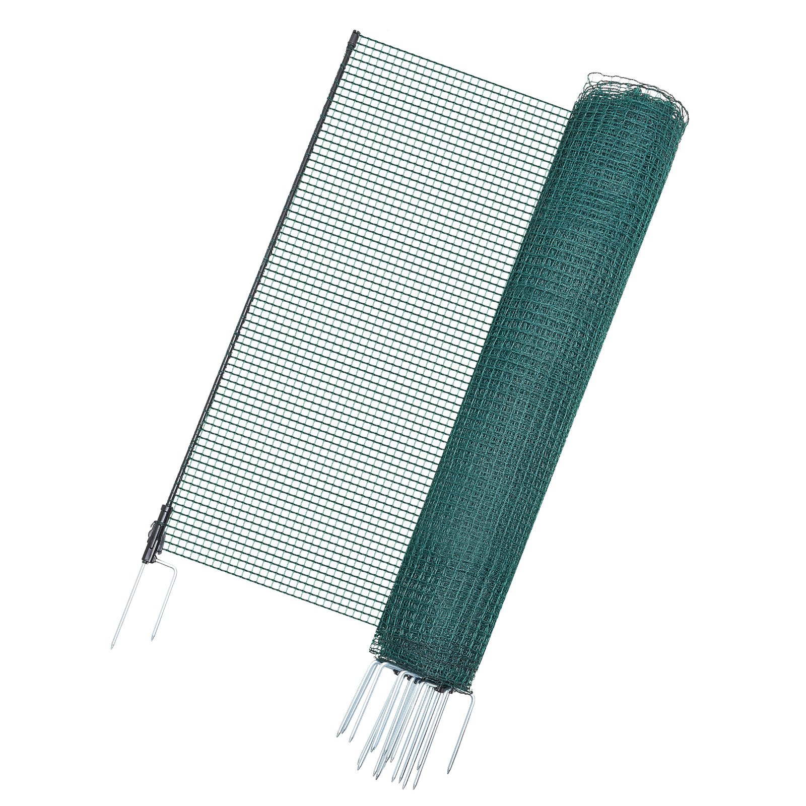 VEVOR Temporary Fence with Posts, 1.2 x 20m Plastic Mesh Fencing, Garden Safety Fences Netting with Double-Spike Stakes & Guy Ropes, Temporary Fence for Dogs, Chickens, Plants, Outdoor Yards