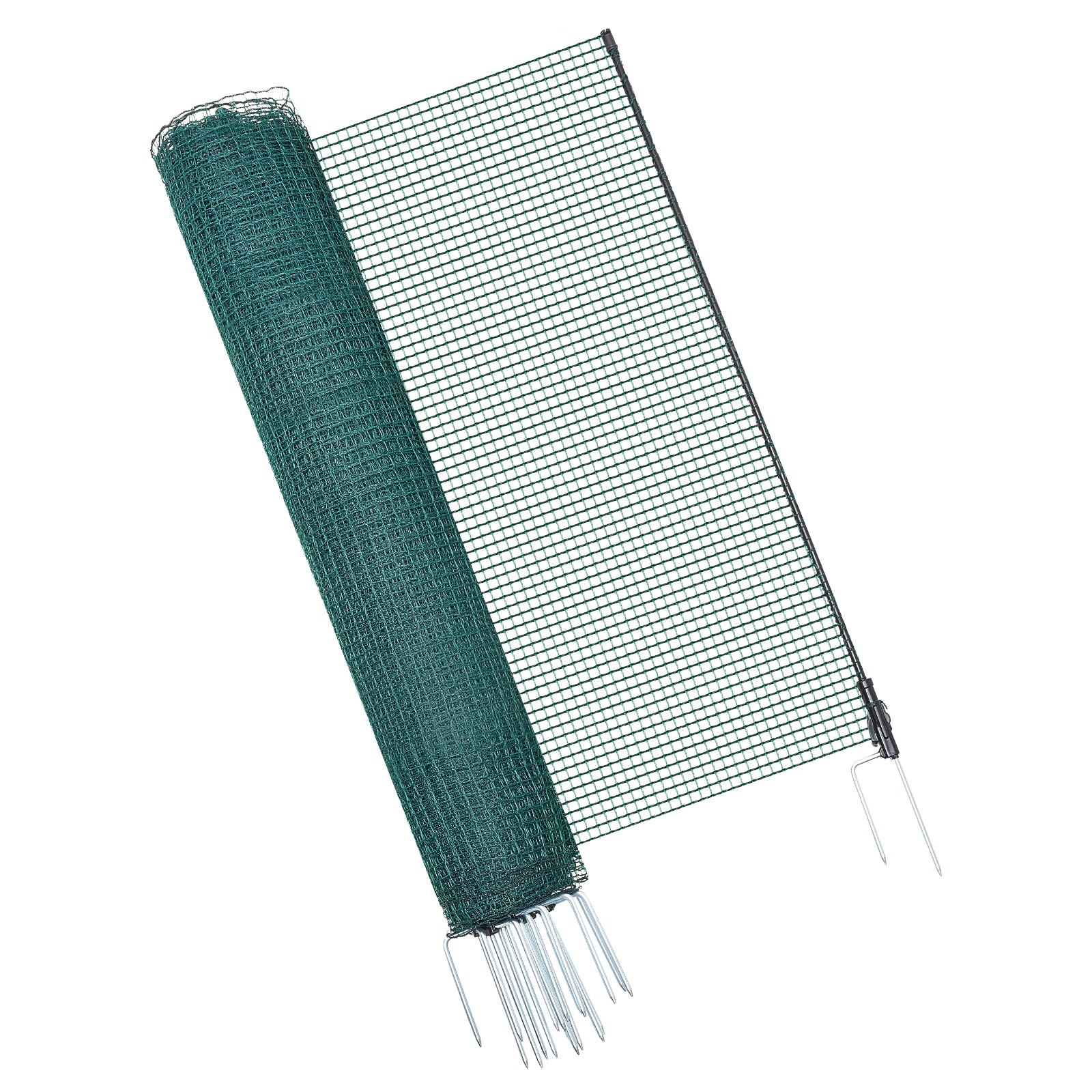 VEVOR Temporary Fence with Posts, 1.2 x 20m Plastic Mesh Fencing, Garden Safety Fences Netting with Double-Spike Stakes & Guy Ropes, Temporary Fence for Dogs, Chickens, Plants, Outdoor Yards