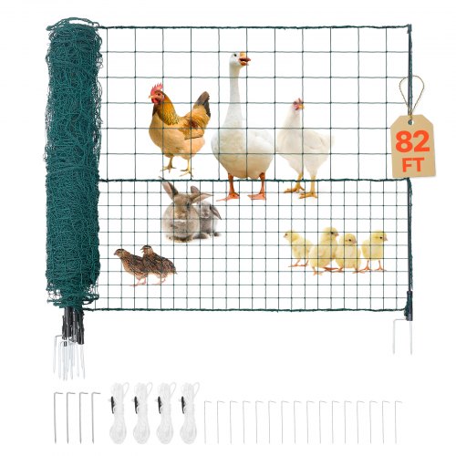 Ogrodzenie graniczne VEVOR 25 x 1,05 m, ogrodzenie pastwiskowe z polietylenu, mobilne ogrodzenie dla psów z podwójnymi kolcami i linkami odciągowymi, ogrodzenie dla kur, ogrodzenie ogrodowe, ogrodzenie kempingowe dla psów, kur, roślin, terenów zewnętrznych