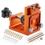 VEVOR Pocket Hole Jig Kit, 12 mm to 48 mm Adjustable, Jig Pocket Hole System with Step Drill, Hex Wrench, Drill Stop Ring, Square Drive Bit, Plugs and Screws, Reinforced Metal Frame, for Woodworking