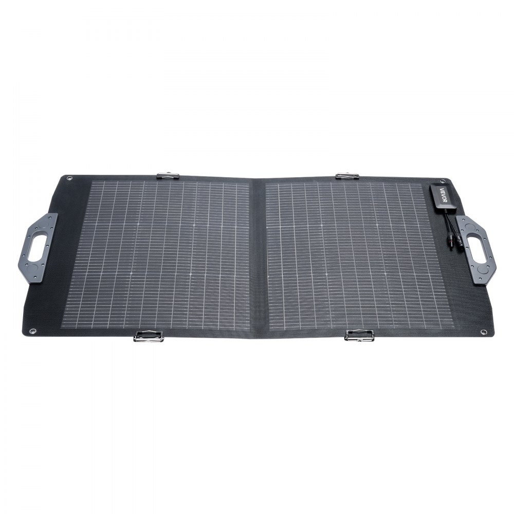 VEVOR 100W Bifacial Solar Panel, 16BB N-Type Foldable Monocrystalline Solar Panel Charger 24% Efficiency, Portable with MC4 Output, USB-A (QC3.0), Type-C & DC Ports for Power Stations Camping Hiking